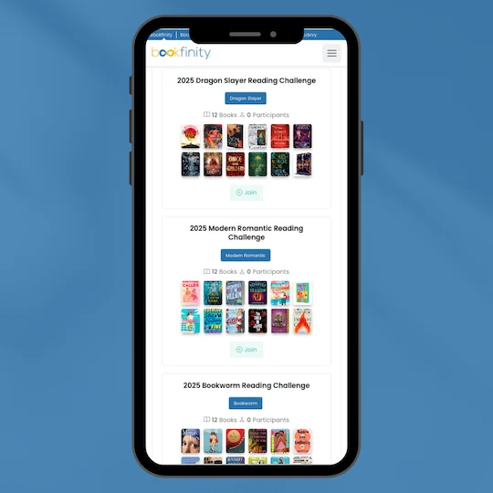 Bookfinity Reading Challenges Screenshot on homepage
